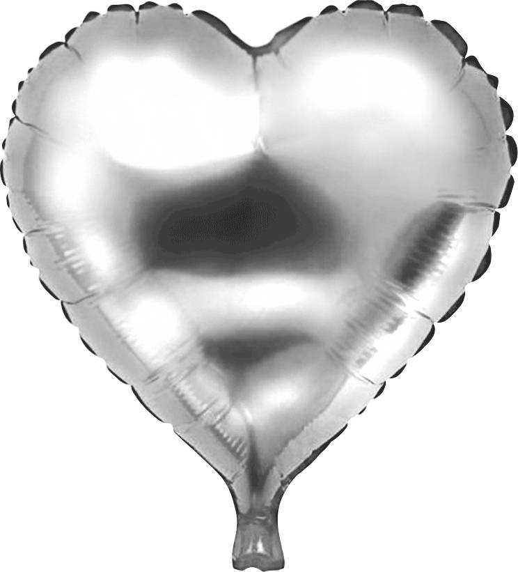 Folie ballon hart zilver 46 x 49 cm afbeelding