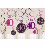 40 jaar hangdecoratie swirls mix pink