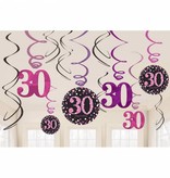 30 jaar hangdecoratie swirls mix pink