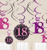 18 jaar hangdecoratie swirls mix pink