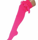 Kniekousen fluor roze met kwastjes