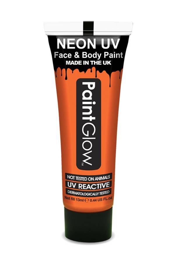 Neon Face & Body paint oranje UV Glow in dark 10ml afbeelding