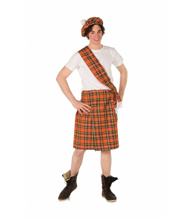 Schots Kostuum Man Oranje 3-Delig