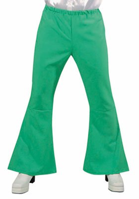 Groene Hippie broek met wijde pijpen | Jaren 70 heren verkleedkleding maat M (50/52)