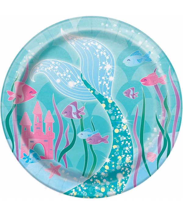 Zeemeermin bordjes 17cm 8 stuks