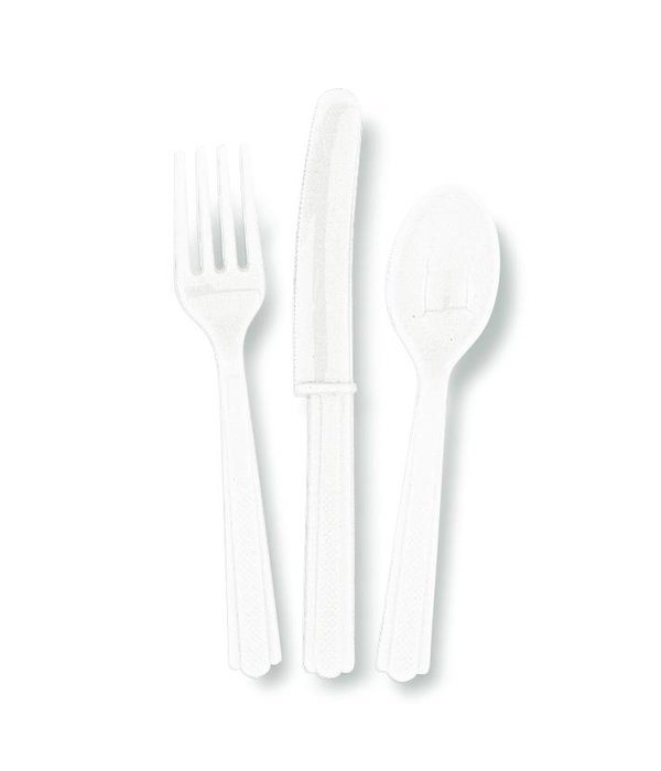 18 stuks witte bestek assorti