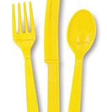 18 stuks gele bestek assorti