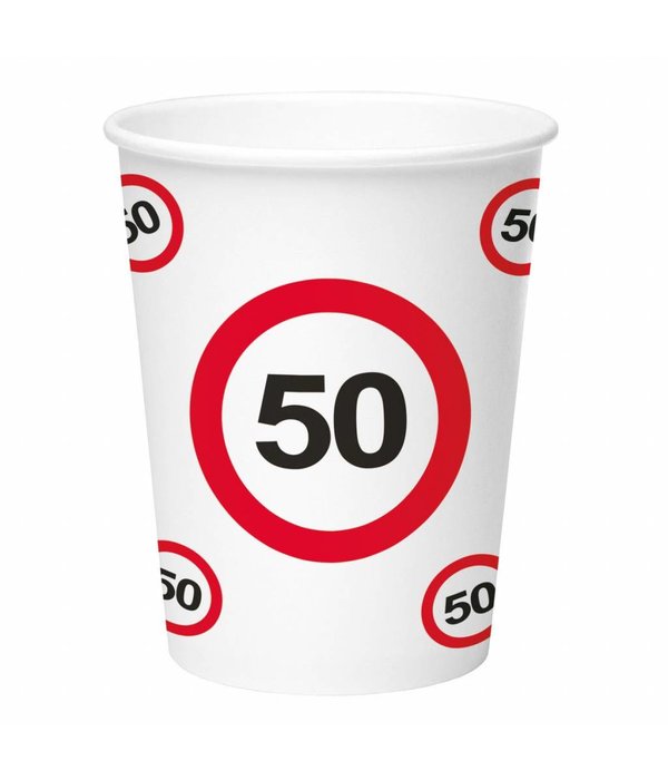 Papieren bekers verkeersbord 50