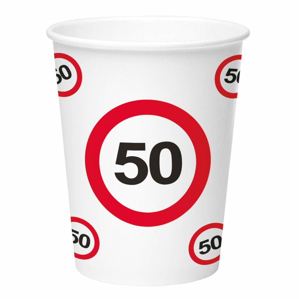 Papieren bekers verkeersbord 50 afbeelding