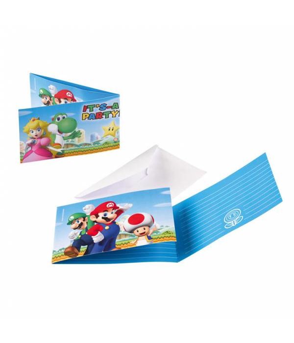 Super Mario Uitnodigingen 8 stuks