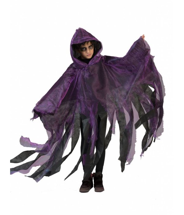 Griezelige Halloween cape kind paars