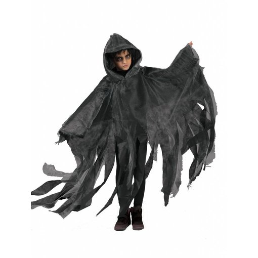 Griezelige Halloween cape kind grijs