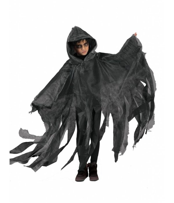 Griezelige Halloween cape kind grijs