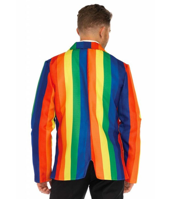 Regenboog colbert met stropdas
