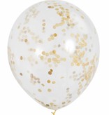 6 transparante ballonnen met gouden confetti
