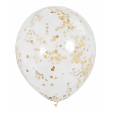 6 transparante ballonnen met gouden confetti
