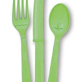 18 stuks Lime groen bestek assorti