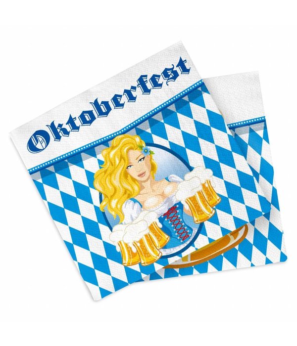 Oktoberfest Bierpullen Servetten 33x33cm - 20 stuks