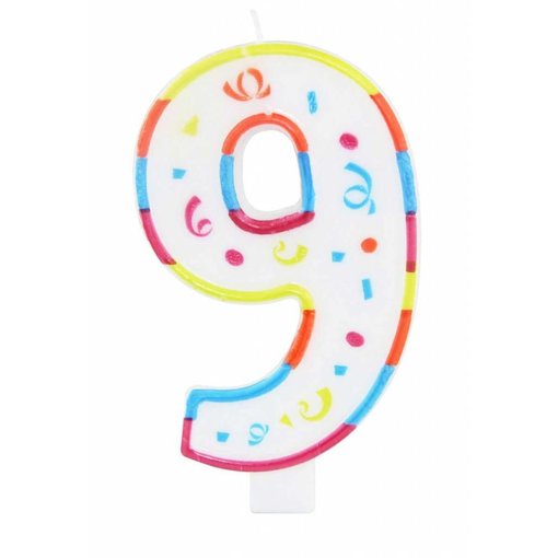 Grote kaars 9 jaar met houder