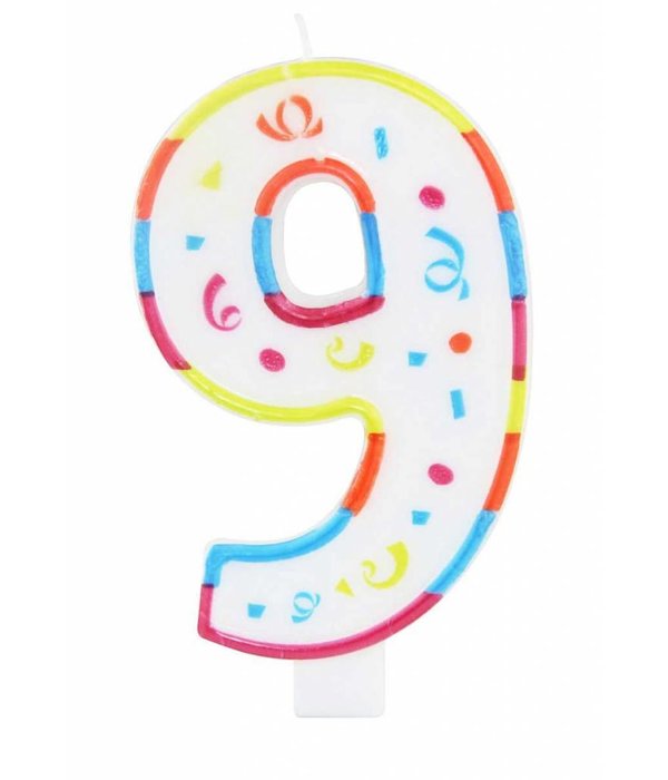 Grote kaars 9 jaar met houder