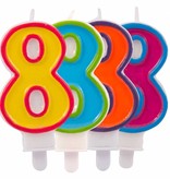 Kaars cijfer 8 in vrolijke kleuren