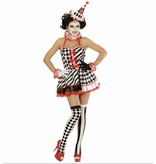 Druk Patroon Pierrot Vrouw Kostuum