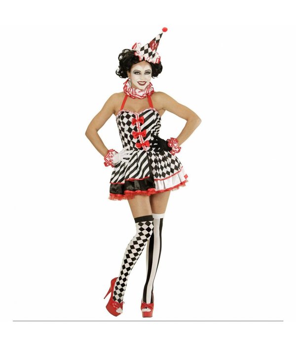 Druk Patroon Pierrot Vrouw Kostuum