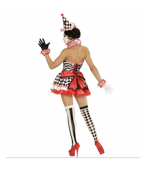 Druk Patroon Pierrot Vrouw Kostuum