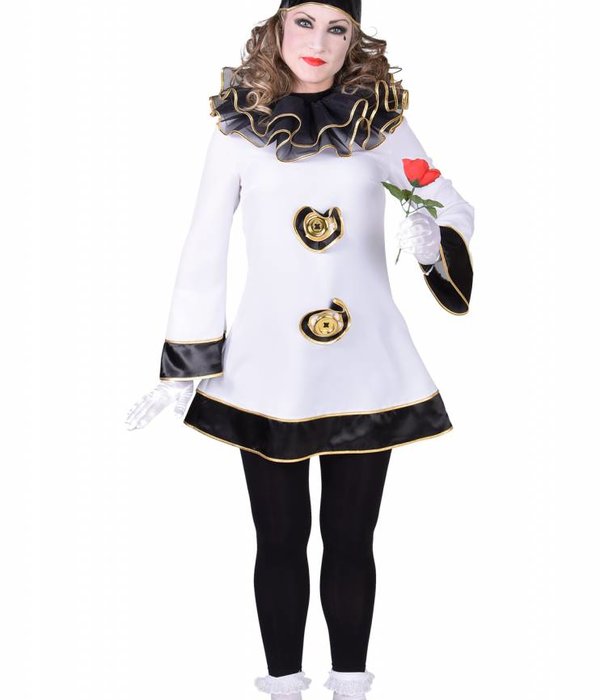Deftige Pierrot Dame kostuum