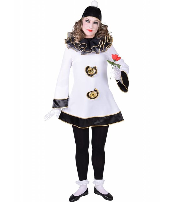 Deftige Pierrot Dame kostuum