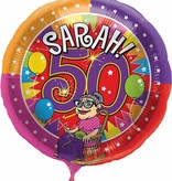 Sarah 50 jaar Knalfeest folieballon - 43cm