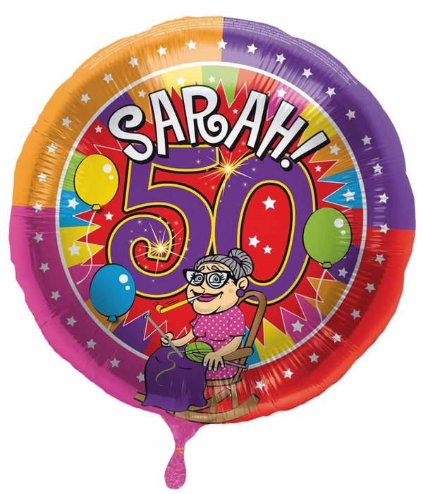 Sarah 50 jaar Knalfeest folieballon - 43cm
