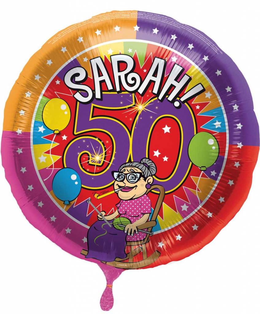Sarah 50 jaar Knalfeest folieballon - 43cm afbeelding
