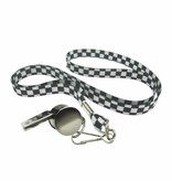 Fluit zilver met zwart/wit geblokte koord