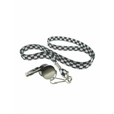 Fluit zilver met zwart/wit geblokte koord