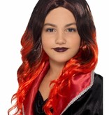 Pruik Heks kind zwart/rood