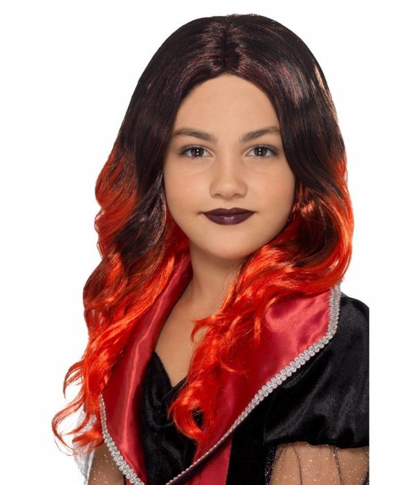 Pruik Heks kind zwart/rood