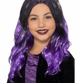 Pruik Heks kind zwart/paars