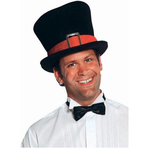 Hoge hoed met rode rand luxe