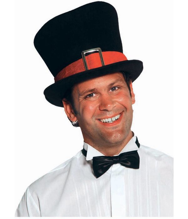 Hoge hoed met rode rand luxe