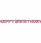 Letterslinger glitter Happy 18th Birthday pink