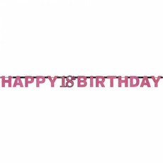 Letterslinger glitter Happy 18th Birthday pink