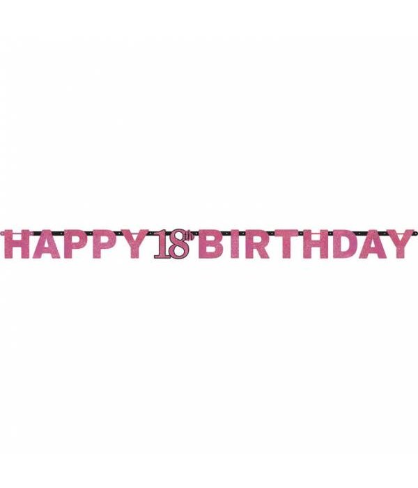 Letterslinger glitter Happy 18th Birthday pink