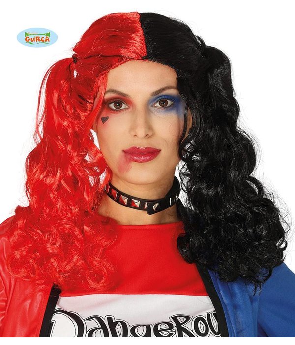 Halloween pruik rood/zwart vlechten