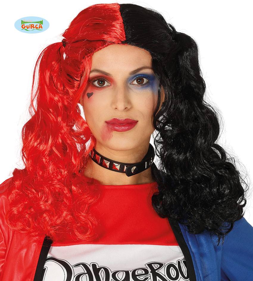 Halloween pruik rood/zwart vlechten