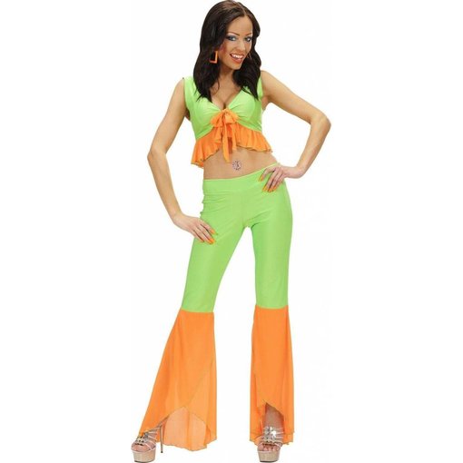 Groen-oranje samba top en broek