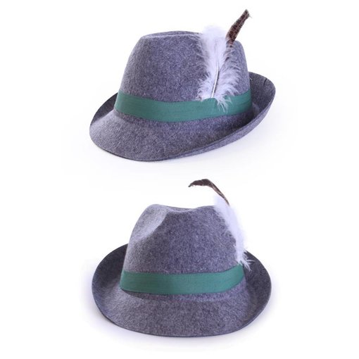 Tirolerhoed grijs wolvilt look