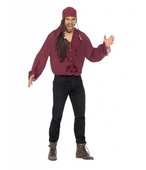 Piraten blouse donkerrood