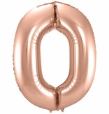 Rosé Goudkleurige Cijferballon cijfer 0 - 86cm
