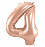 Rosé Goudkleurige Cijferballon cijfer 4 - 86cm